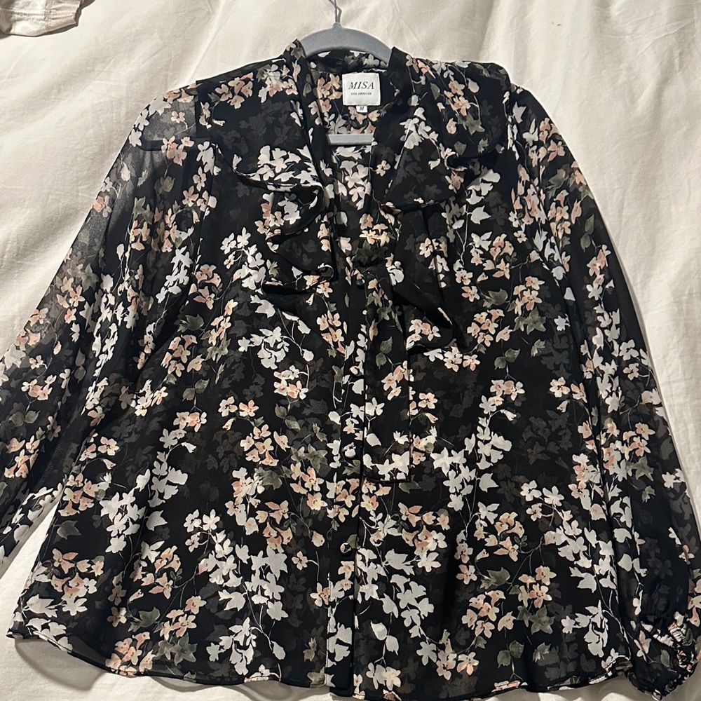MISA Black Floral Women's Top